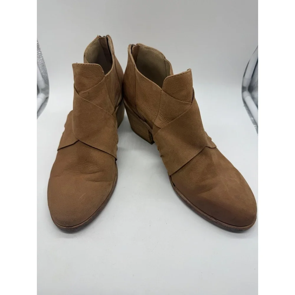 Eileen Fisher Boots Womens Size 8.5 Brown Leather Cutout Booties‎ Block Heel